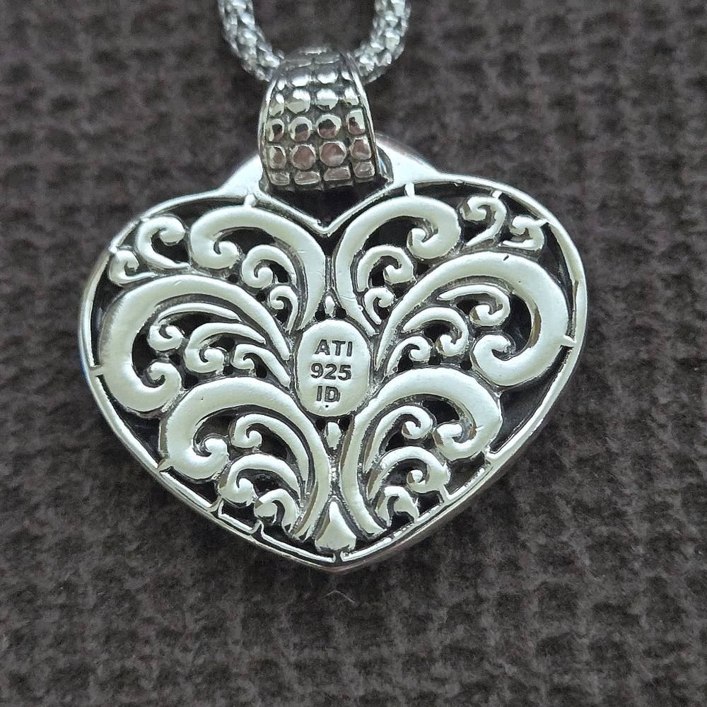 Annika Witt Sterling Silver🤍 Scroll📜 Heart❤ Pendant Necklace - NWT - Picture 8 of 16